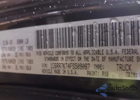 2015 Ram 1500 Express z USA, uszkodzony, nr VIN 1C6RR7KT4FS509087